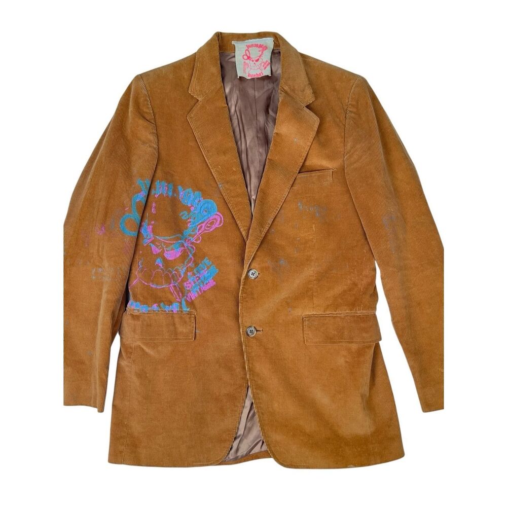 Vintage Jordache Corduroy Brown Blazer Jacket Mens 40L Rare Hipster 70s 80s